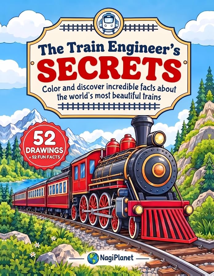 The Train Engineer's Secrets, a train coloring book with facts